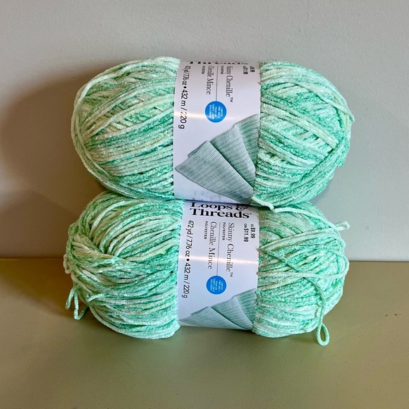 Loops & Threads Skinny Chenille Yarn in Green Stripe - Picture 1 of 6